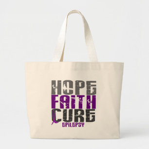 HOPE FAITH CURE EPILEPSY T-Shirts & Apparel Large Tote Bag