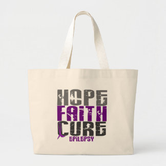 HOPE FAITH CURE EPILEPSY T-Shirts & Apparel Large Tote Bag