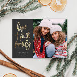 Hope Faith Family Religious Christmas Photo Holiday Card<br><div class="desc">Share your faith with friends and family this holiday season with this modern yet elegant holiday photo card. This design features three virtues of hope faith and family in faux gold foil. This design accommodates a square photo on the front. You can customise it further by adding another photo and/or...</div>