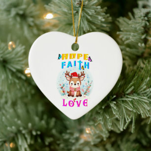 Hope Faith Love Ceramic Tree Decoration