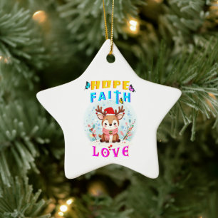 Hope Faith Love Ceramic Tree Decoration