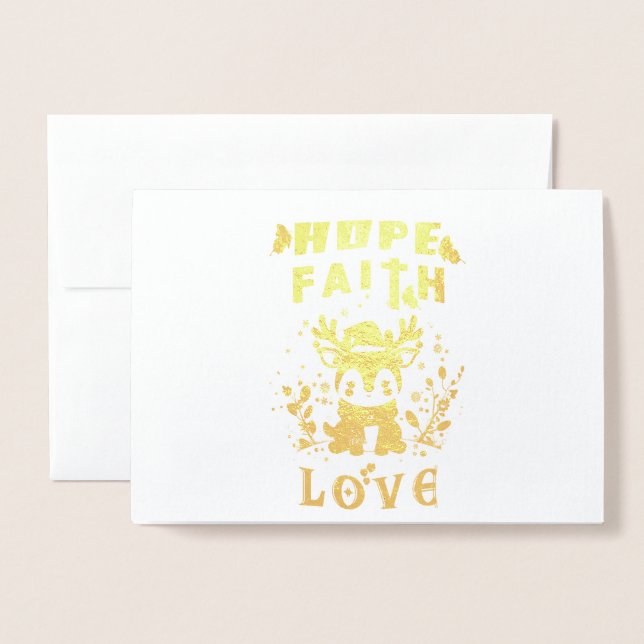 Hope Faith Love Foil Card (Front With Envelope)