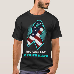 Hope Faith Love Food Allergies Awareness Ribbon Te T-Shirt
