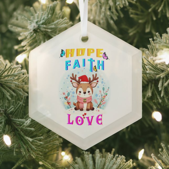 Hope Faith Love Glass Tree Decoration (Insitu)