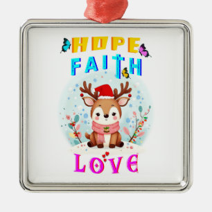 Hope Faith Love Metal Tree Decoration
