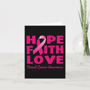 HOPE FAITH LOVE Pink Ribbon Breast Cancer Awarenes Card