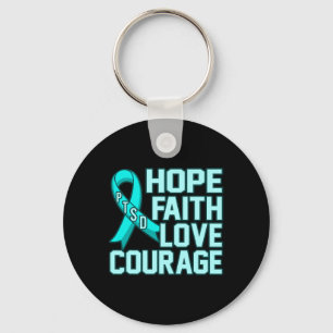 Hope Faith Love Ptsd Stress Awareness Ribbon Graph Key Ring