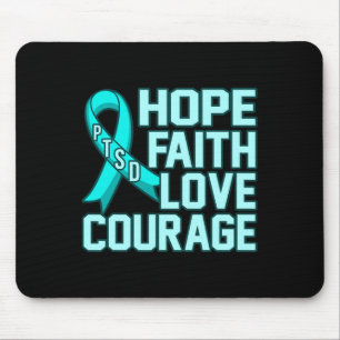 Hope Faith Love Ptsd Stress Awareness Ribbon Graph Mouse Pad