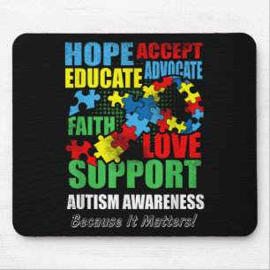 Hope Faith Love Ribbon Autism Awareness Women Mouse Pad