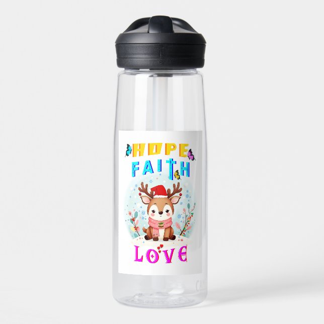 Hope Faith Love Water Bottle (Front)