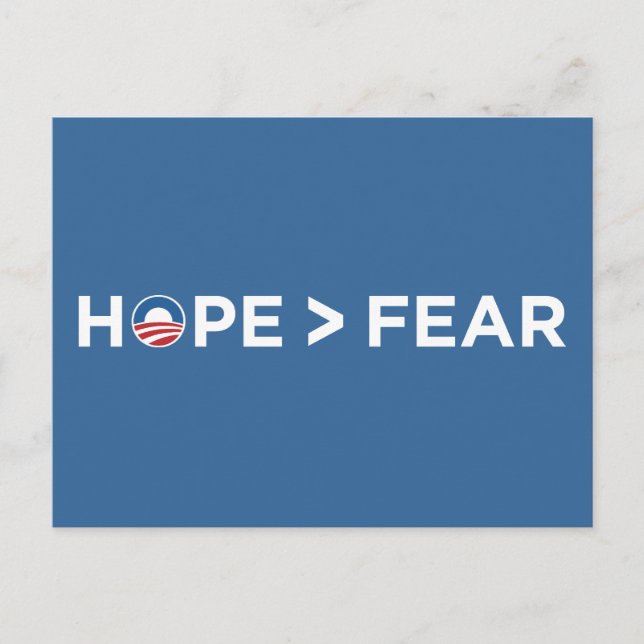 hope > fear obama 2008 hope won postcard (Front)