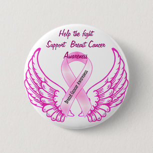 Hope&Fight-Breast Cancer Awareness_Button 6 Cm Round Badge