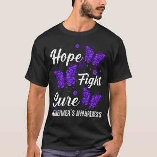 Hope Fight Cure Alzheimers Awareness Butterfly T-Shirt