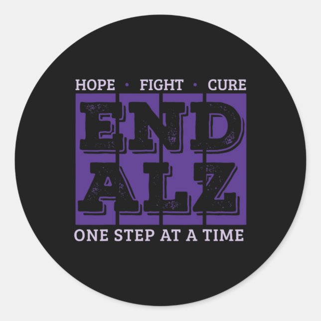 Hope Fight Cure Endheimer One Step At A Time Heime Classic Round Sticker (Front)