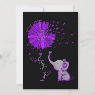Hope Fight Cute Elephant Alzheimer's Purple Ribbon