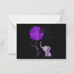 Hope Fight Cute Elephant Alzheimer's Purple Ribbon Card