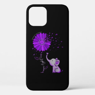 Hope Fight Cute Elephant Alzheimer's Purple Ribbon iPhone 12 Case