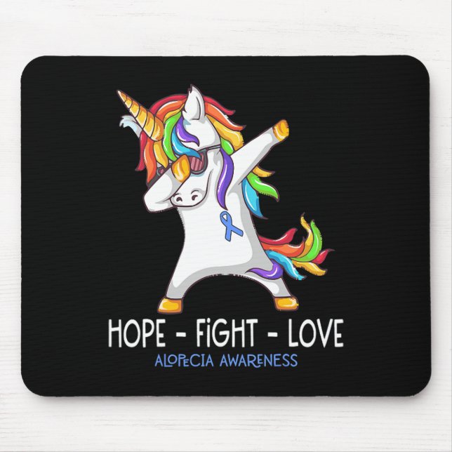 Hope Fight Love Alopecia Awareness Support Alopeci Mouse Pad (Front)