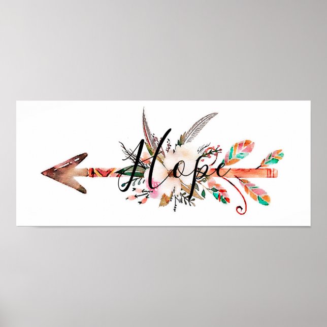 "Hope" floral arrow poster (Front)