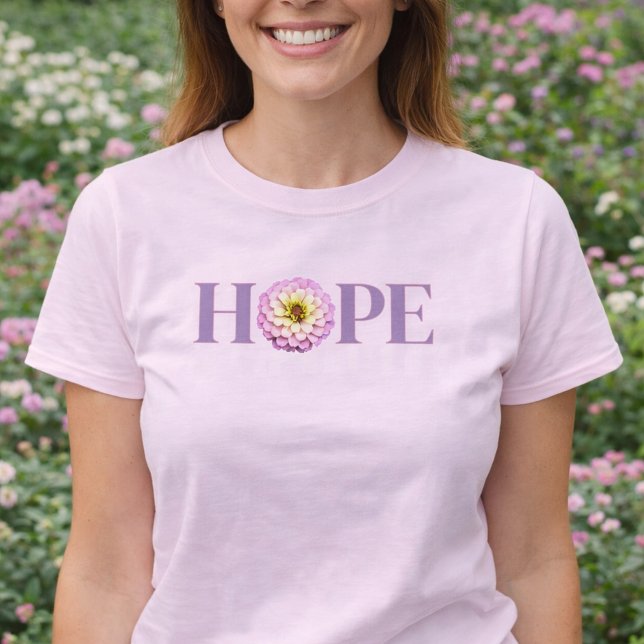 Hope Floral Zinnia Light Pink Christian Design T-Shirt (Hope Zinnia Floral Shirt By Meggidoo )