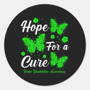 Hope For A Cure Brain Disabilities Awareness Butte Classic Round Sticker