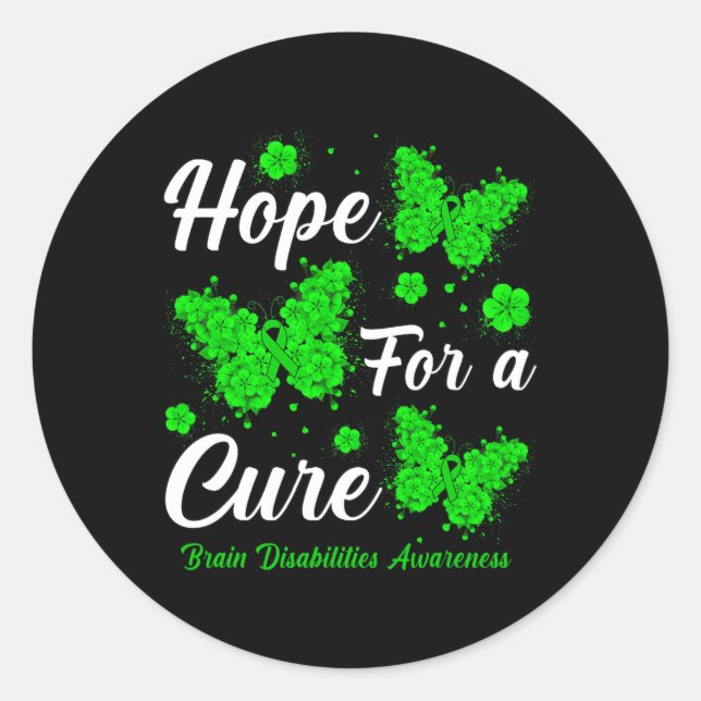 Hope For A Cure Brain Disabilities Awareness Butte Classic Round Sticker (Front)