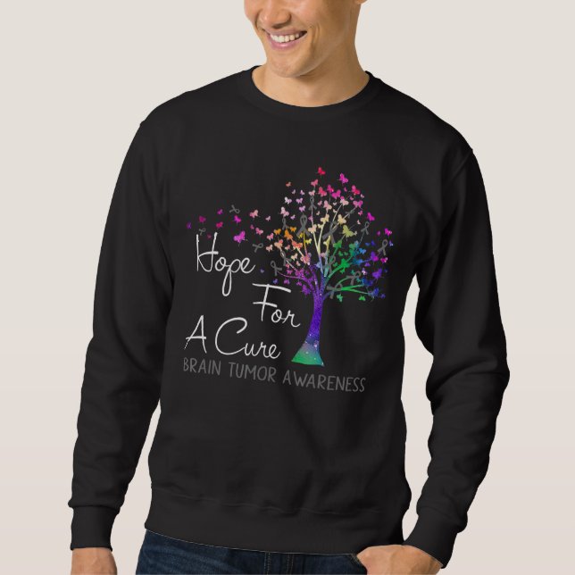 Hope For A Cure Brain Tumour Awareness Tree Ribbon Sweatshirt (Front)