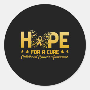 Hope For A Cure Childhood Cancer Awareness Butterf Classic Round Sticker