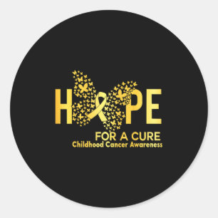 Hope For A Cure Childhood Cancer Awareness Butterf Classic Round Sticker