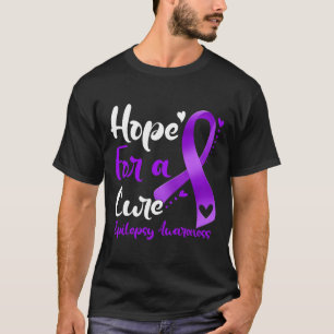 Hope For A Cure Epilepsy Awareness Purple Ribbon W T-Shirt