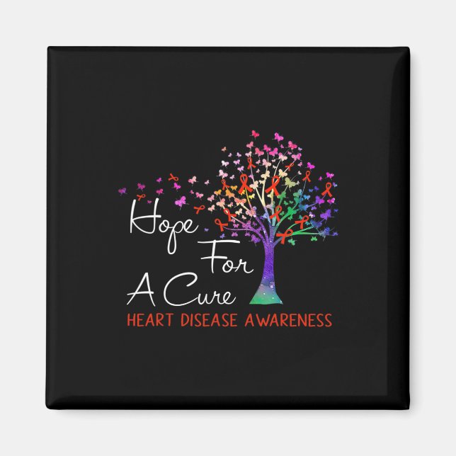 Hope For A Cure Heart Disease Awareness Tree Ribbo Magnet (Front)