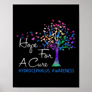 Hope For A Cure Hydrocephalus Awareness Tree Ribbo Poster