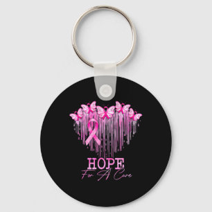 Hope For A Cure Pink Butterfly Breast Cancer Aware Key Ring