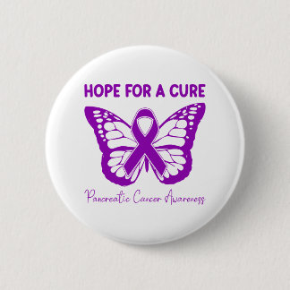 Hope For A Cure Purple Butterfly Pancreatic Cancer 6 Cm Round Badge