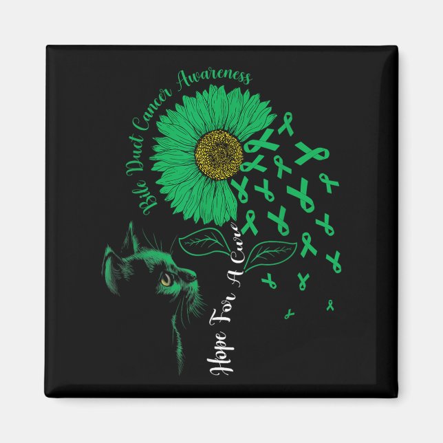 Hope For A Cure Sunflower Black Cat Bile Duct Canc Magnet (Front)
