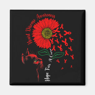 Hope For A Cure Sunflower Black Cat Heart Disease  Magnet
