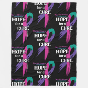 Hope for a Cure/Torn Ribbon...Thyroid Disease Fleece Blanket
