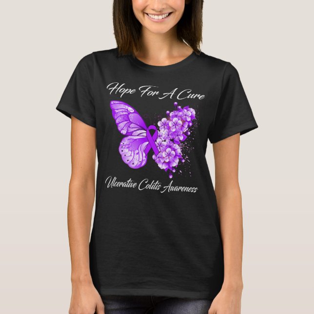 Hope For A Cure Ulcerative Colitis Awareness T-Shirt (Front)