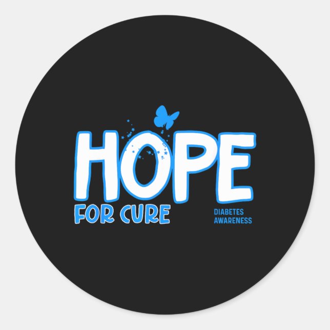 Hope For Cure Diabetes Awareness Classic Round Sticker (Front)