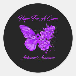 Hope For Cure Purple Butterfly Heimerheimer Brain Classic Round Sticker