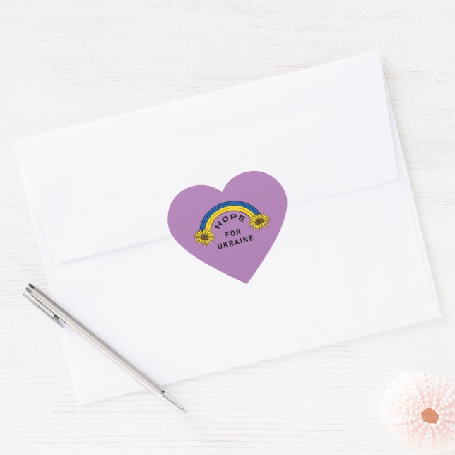 Hope for Ukraine Sunflowers and Rainbow Heart Sticker (Envelope)