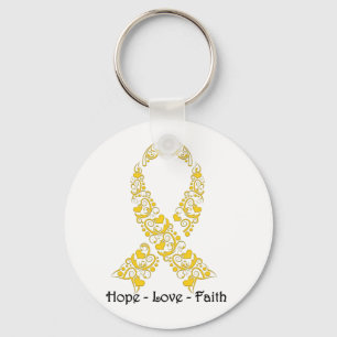 Hope Gold Awareness Ribbon Key Ring
