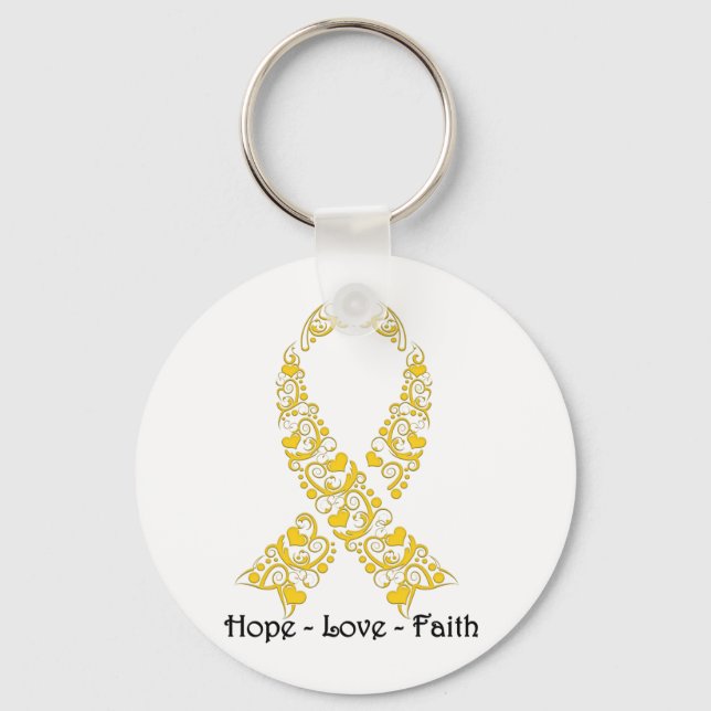 Hope Gold Awareness Ribbon Key Ring (Front)