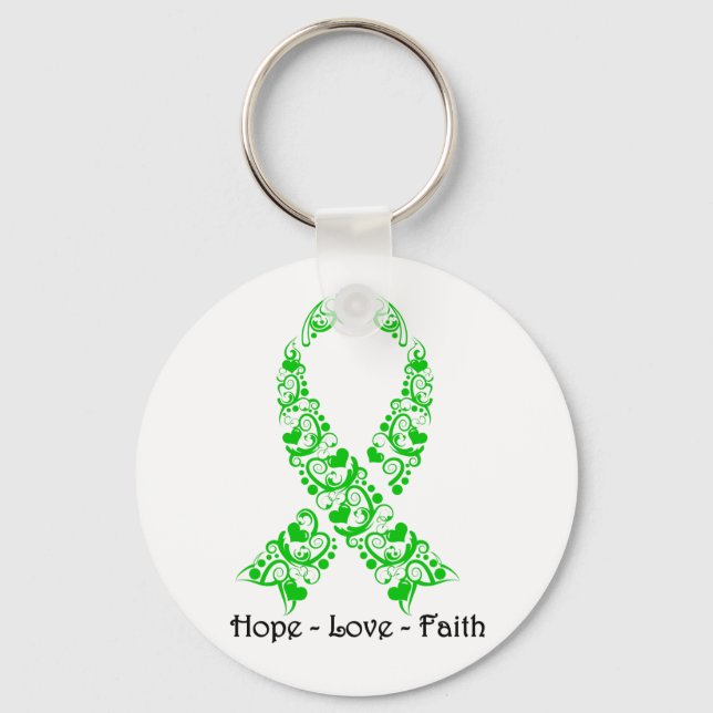 Hope Green Awareness Ribbon Key Ring (Front)