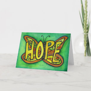 Hope Green Butterfly Art Greeting or Note Cards