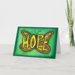Hope Green Butterfly Art Note of Greeting Card