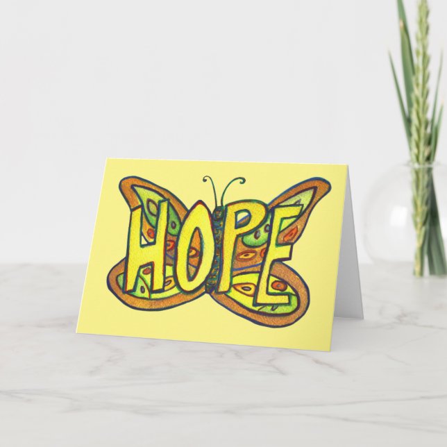 Hope Green Butterfly Art Note of Greeting Cards (Front)