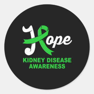 Hope Green Kidney Disease Awareness  Classic Round Sticker