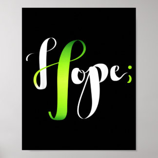 Hope Green Ribbon Semicolon - Mental Health Poster
