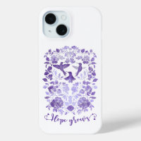 Hope Grows – Lavender Linocut Bird Inspirational